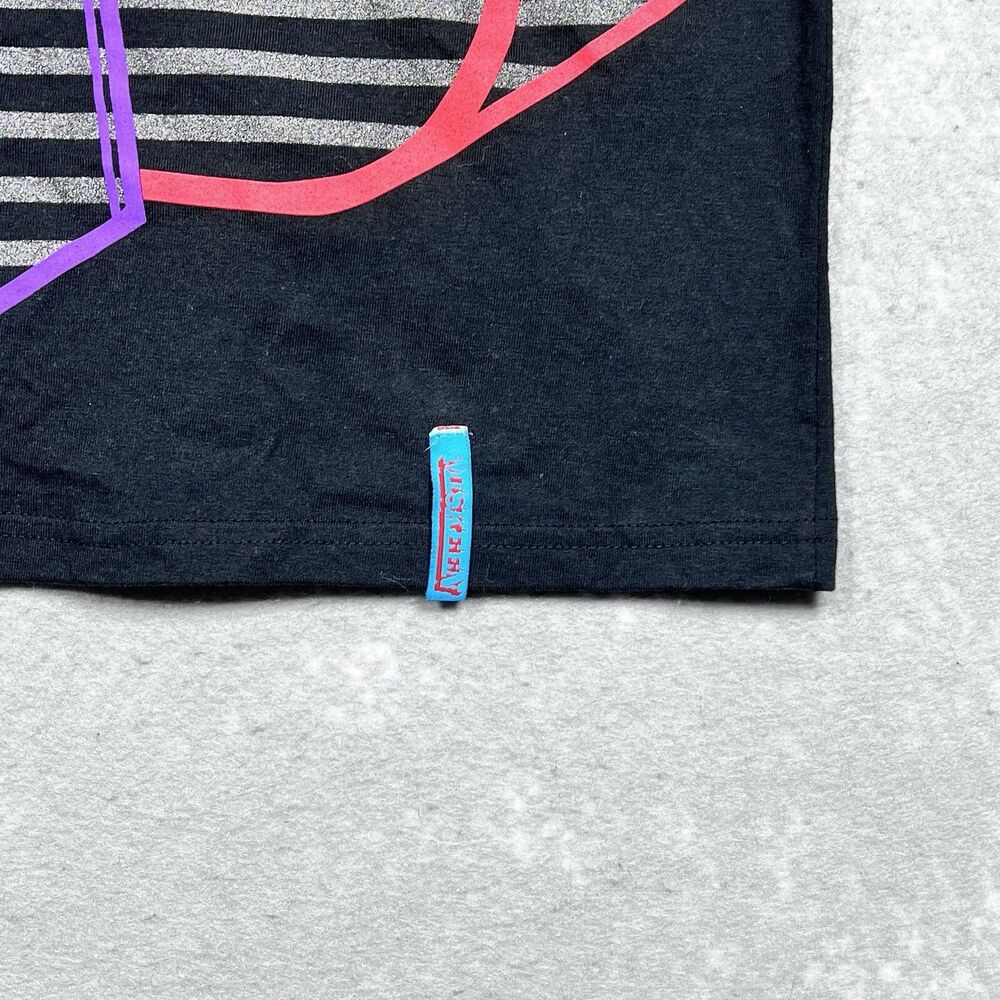 Vintage Miskeen T Shirt Mens 3XL Multicolor 3D Black Short Sleeve Hip Hop Y2K - Picture 6 of 12